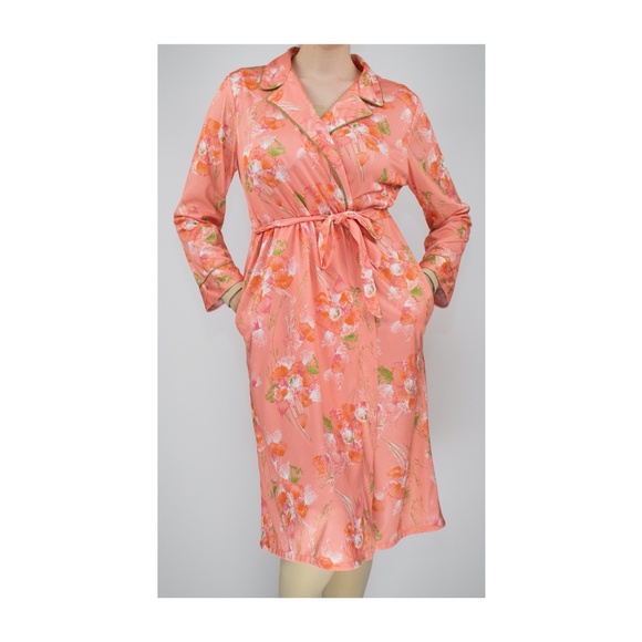 Vintage Lingerie Coral Polyester Robe by Bards - Picture 3 of 4